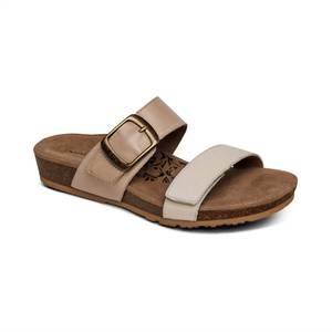 NEW AETREX women's daisy adjustable slide in ivory